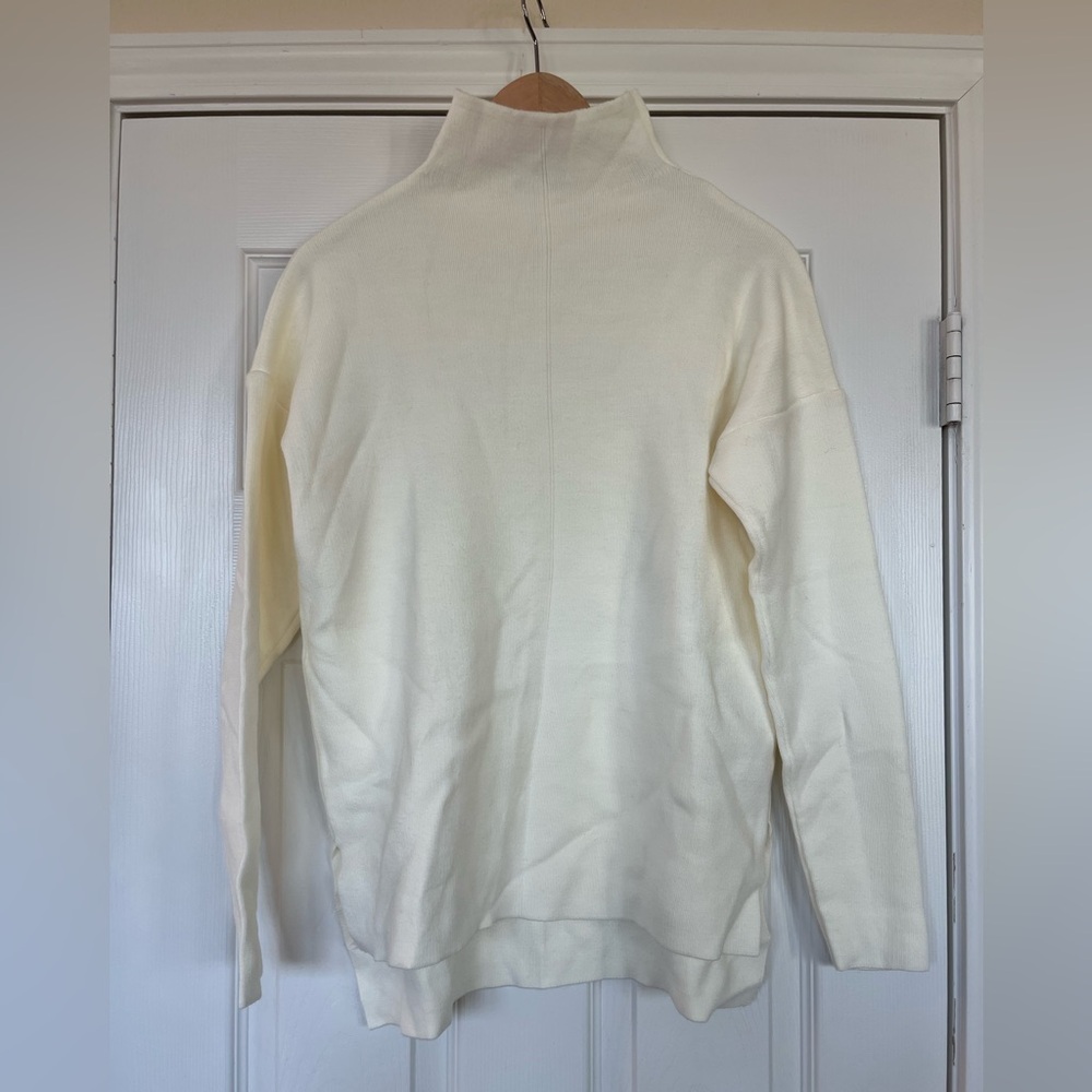 Ladies CCK Cream Mock Neck Sweater | Soft Knit Minimalist Style | Size M